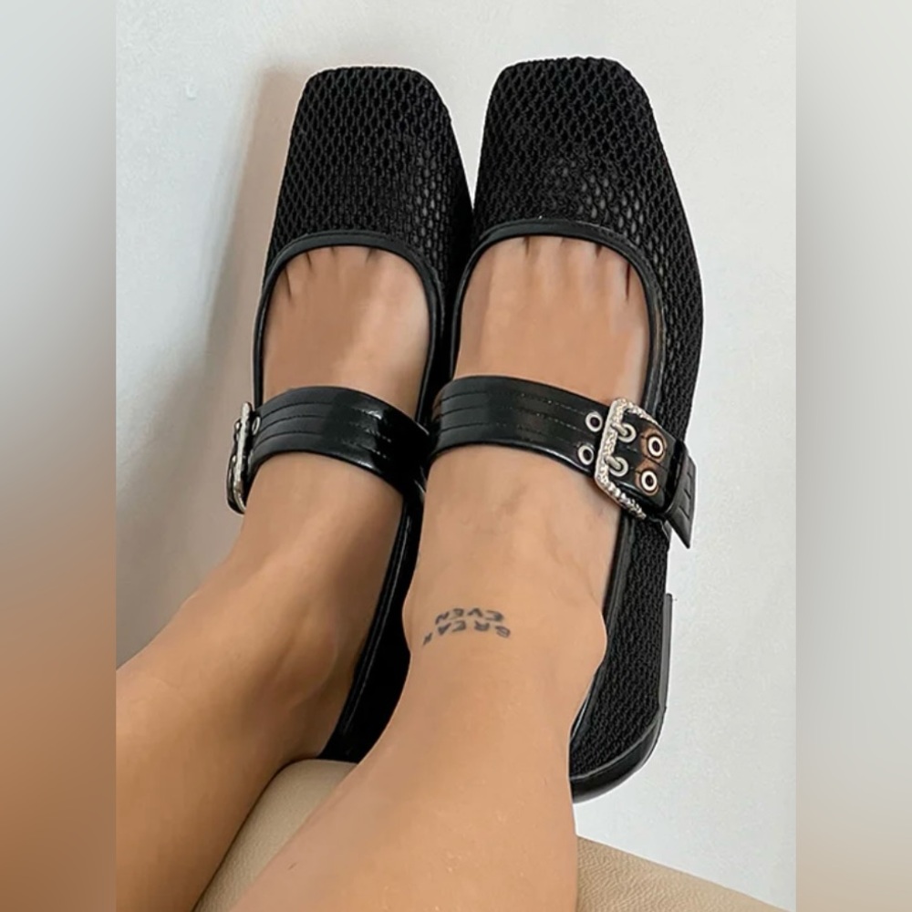 Dolce Vita Arora Onyx Mesh Ballet Flats /  Mary Janes